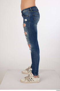 Olivia Sparkle blue jeans with holes casual dressed leg lower body white sneakers 0003.jpg